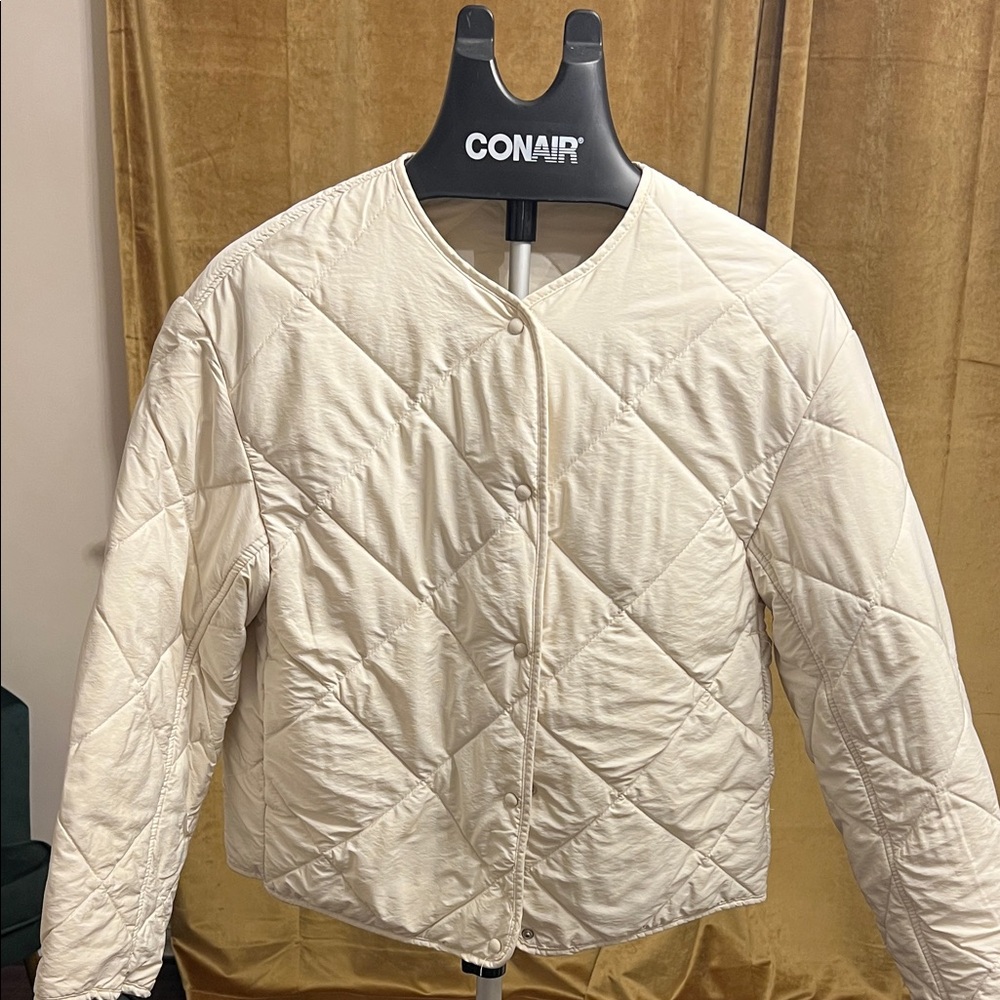 Mango Women's Off-White Quilted Puffer Jacket